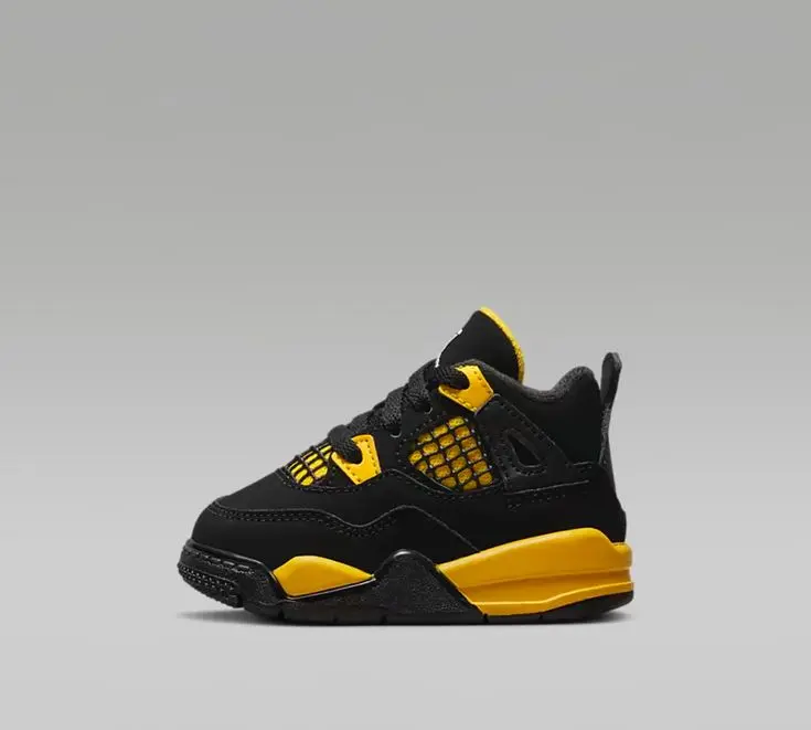 Kids Jordan 4 Black Yellow